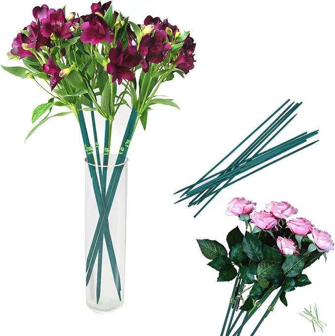Green Bamboo Plant Stakes, Plant Sticks Support for Indoor and Outdoor Plants, Garden Wood Sturdy Bamboo Sticks, Floral Plant Support Stakes for Garden Plants 25 Pack（15 Inches）