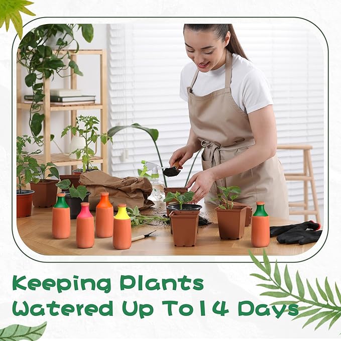 4 Pcs 24oz Ollas Terracotta Watering Pots Colorful Self Watering Planter Insert Terracotta Globes Clay for Outdoor Indoor Garden Plants, Easy to Refill