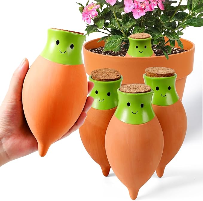 KGZZIZI 4 Pcs Self Watering Terracotta Globes. Large Olla Planter Inserts. Plant Lover Gifts