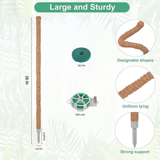 LifeNest 1 Pack Moss Pole, 28 Inch Monstera Plant Support, Moss Poles for Climbing Plants Indoor DIY, Coco Coir Plant Pole Moss Plant Stick Support Stake Kit for Potted Plants, Pothos, Philodendron