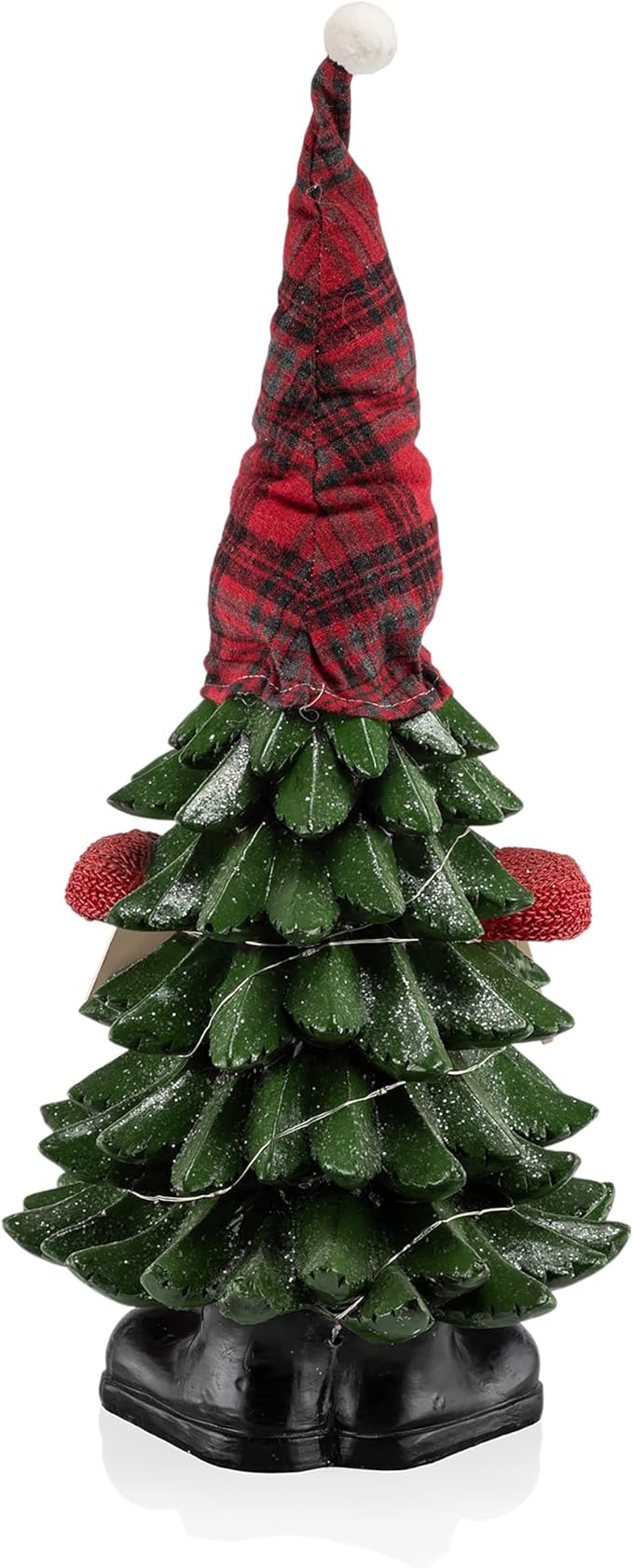 Alpine Corporation 28" Tall Christmas Tree Cheer Gnome Holiday Decoration with 20 Color-Changing LED Lights, Indoor/Outdoor Festive Accent for Porch, Lawn, or Entryway