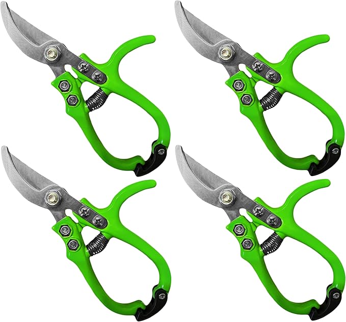 Garden Guru Ergonomic Garden Snips Clippers - Professional Hand Pruner Pruning Shear Scissors with Comfort Grip Handles for Gardening Trimming and Yard Work – High Carbon Steel (4 Pack)