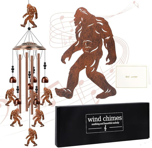 Bigfoot Gift Wind Chimes - Big Foot Sasquatch Gifts for Men Women, Father Mother Grandparents Friends Birthday, Memorial Wind Chimes for Outside, Garden Patio Yard Decor