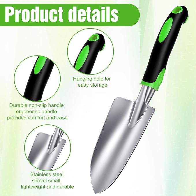 10 Pcs Garden Shovel Aluminum Alloy Heavy Duty Trowel Garden Tool Small Shovels for Digging Metal Hand Trowel Spade with Soft TPR Handle for Lawn Yard Farm Home Shop Planting