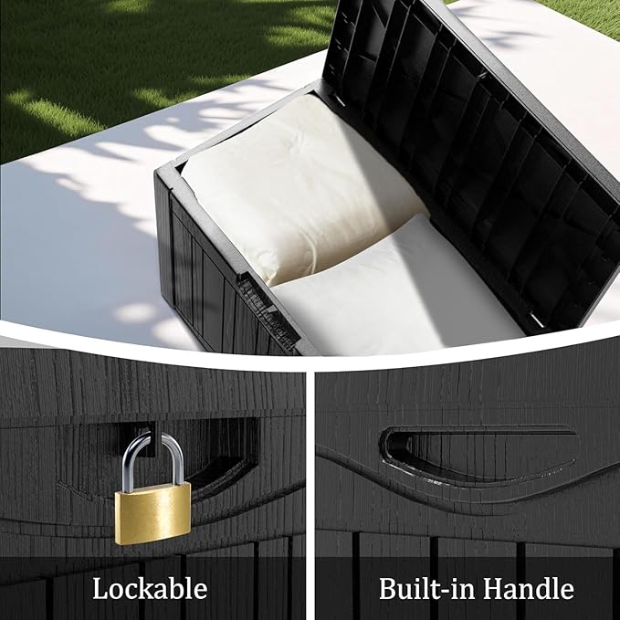 Yardgrace 52 Gallon Resin Deck Box Waterproof Outdoor Storage Box for Patio Furniture Pool Accessories Indoor Storage for Cushion Garden Tools, Black