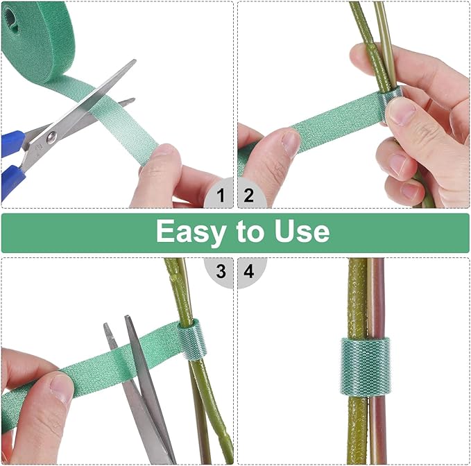 1-Roll Garden Plant Tape, 33 ft x 0.5 in Garden Hook and Loop Plant Ties Multi-Purpose Use Adjustable and Reusable Twist Wire Tape for Plants/Flowers/Vines [Yellow]