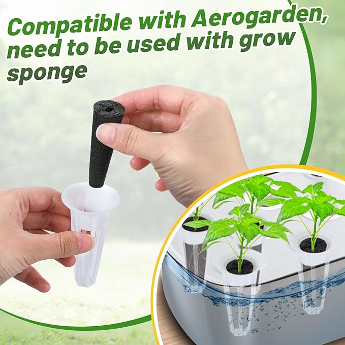 Alphatool Grow Baskets Compatible with AeroGarden - 50 Pcs Hydroponic Baskets, Seed Starters Pods Replacement for Improving Germination Rate Speed, Seeds Starting Kit for Indoor