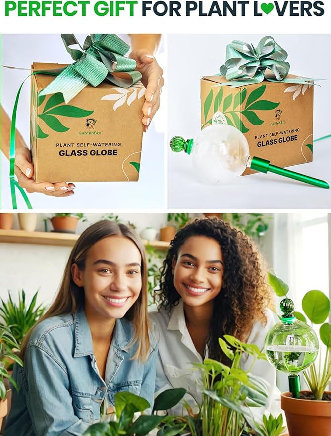 16 Oz Plant Watering Globes for Indoor Plants with Metal Self Watering Planter Insert - Premium XL Glass Hand-Blown Globe - Automatic Plant Waterer Indoor, Gift Idea for Gardeners [1 Globe, Clear]