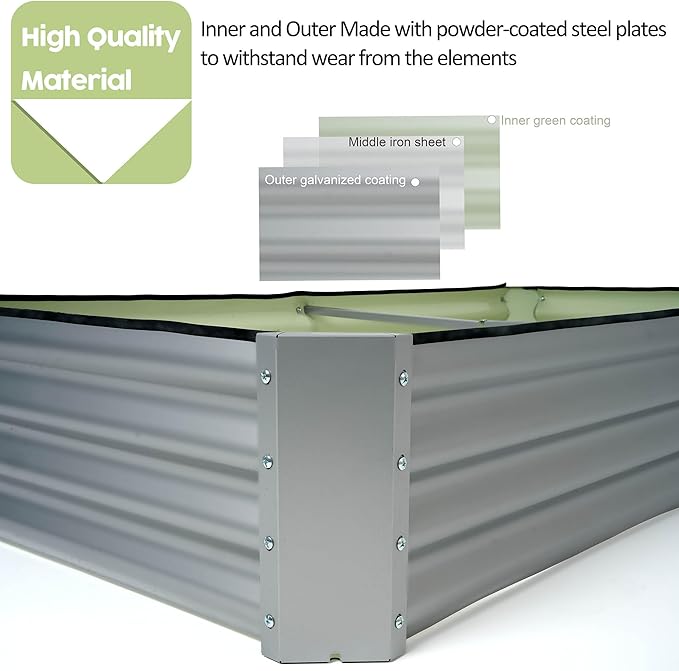 porayhut 6'x3' Raised Garden Bed Kit Easy Set-up Planter Box for Vegetable Fruit,Metal Galvanized Large Size Raised Bed