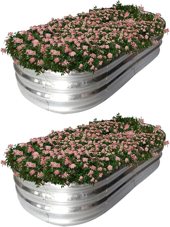 Raised Garden Bed, Raised Beds for Gardening Outdoor for Vegetables and Flowers Ground Planter Box, Galvanized Metal Planter Grow Garden Box,4x2x1ft
