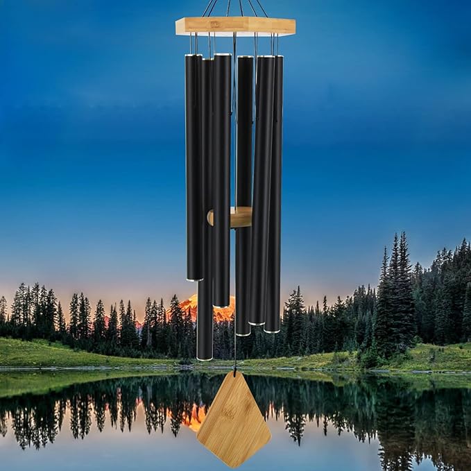Howarmer Wind Chimes Outdoor Large Deep Tone, 36 Inches Sympathy WindChimes Outdoor Memorial Windchime for Mom/Housewarming/Christmas, Black Wind Chime for Outside Garden, Patio, Home Decor