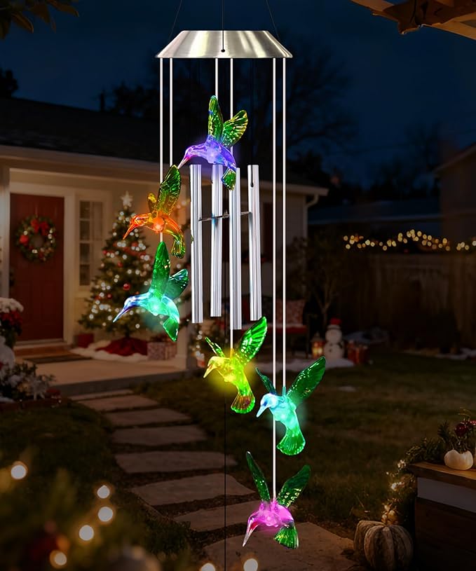 Nacome Wind Chimes for Outside: Tubes Memorial Wind Bell Valentines Day Gifts for Her Wife Women Mom Grandma Birthday - Yard Garden Indoor Outdoor Decor (Hummingbird)