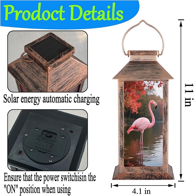 Flamingo Solar Lanterns Outdoor Waterproof Garden Decor,Hanging Solar Lights,Christmas Gifts for Women Mom Birthday Gifts Ideas for Yard Patio Lawn Tabletop Pathway Landscape Walkway Terrace Balcony
