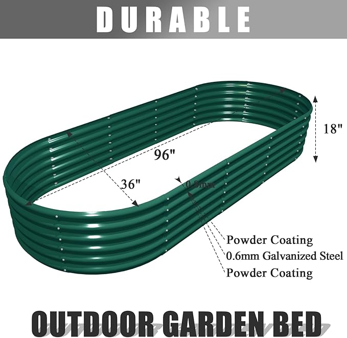 4 Pack 8x3x1.5FT Galvanized Raised Garden Bed Large Metal Planter Box Kit Elevated Raised Garden Planters for Outdoor Plants, Green