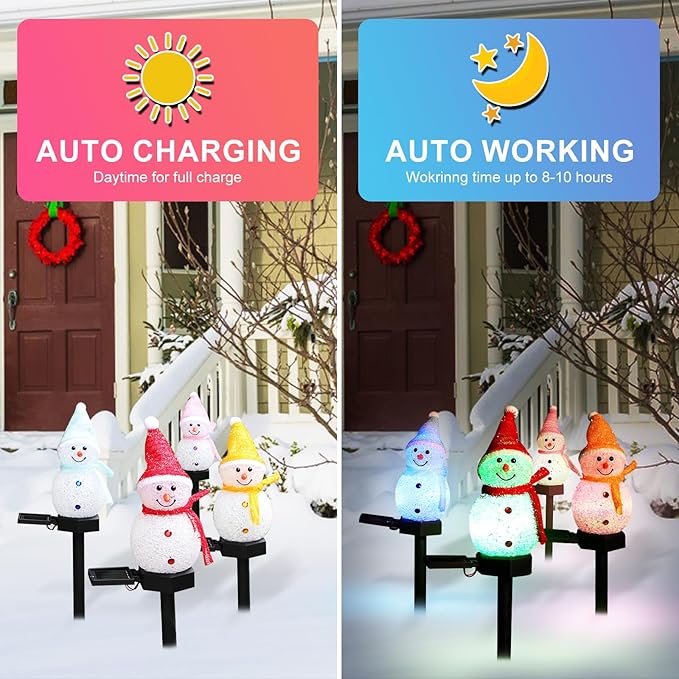 Outdoor Christmas Decorations 2025-Christmas Light Stakes for Yard-Snowman Solar Lights-Snowman Christmas Ornaments for Yard Garden Lawn Landscape Patio Walkway Decor