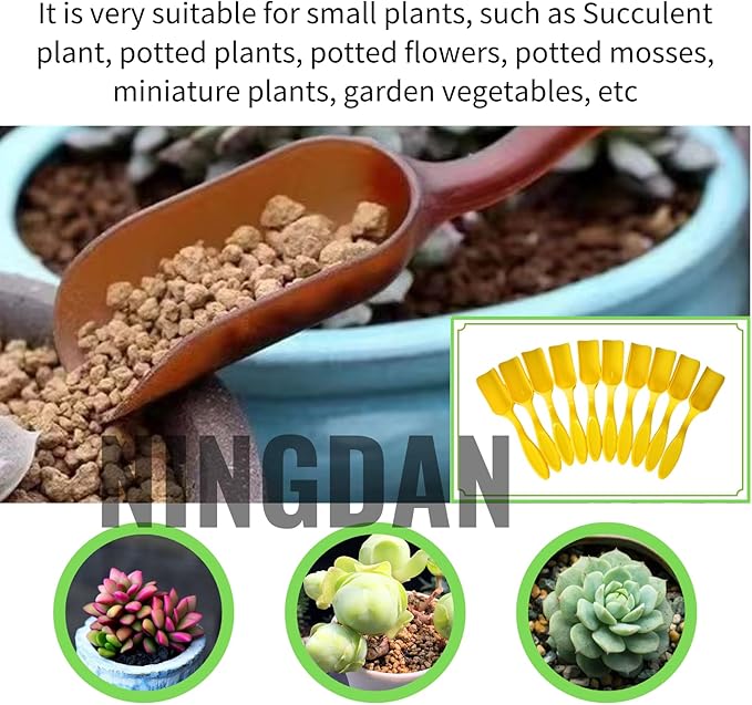 10Pcs NINGDAN Mini Shovel,Plastic Mini Gardening Shovel Spoons Soil Scoops,Cultivation Digging Transplanting Tools for Succulents Potted Flowers,Milk Powder/Coffee Beans Scoops (All Yellow)