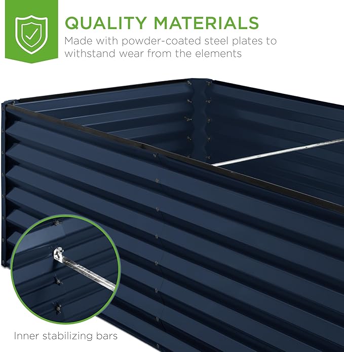 Best Choice Products 6x3x2ft Outdoor Metal Raised Garden Bed, Deep Root Box Planter for Vegetables, Flowers, Herbs, and Succulents w/ 269 Gallon Capacity - Navy