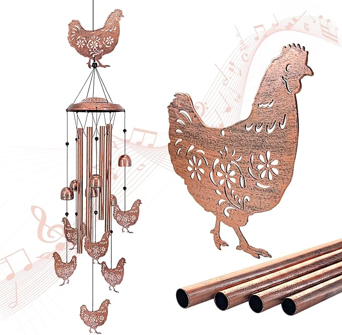 Christmas Gifts for Women Chicken Wind Chimes for Outside,Chicken for Women/Men/Sympathy/Memorial /Birthday Festival Metal windchimes outdoors/Indoors,patio ,Garden Decor,Home,Yard