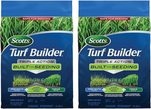 Scotts Turf Builder Triple Action Built for Seeding - Weed Preventer Plus Fertilizer, 4,000 sq ft (2-Pack)