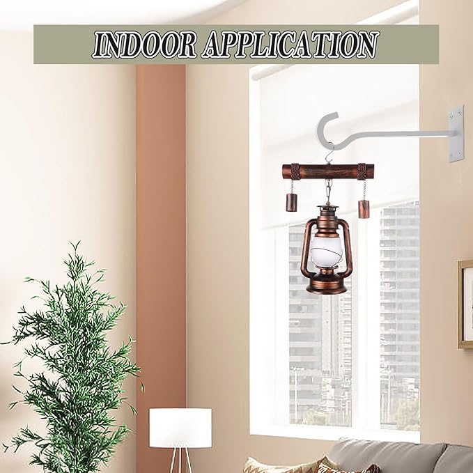 10inch Heavy Duty Plant Hangers Outdoor or Indoor Bird Feeder Hanger Shepherd Hooks 2pcs White Metal Wall Hook for Hanging Plant Bracket, Lantern, Flower Basket, Wind Chimes