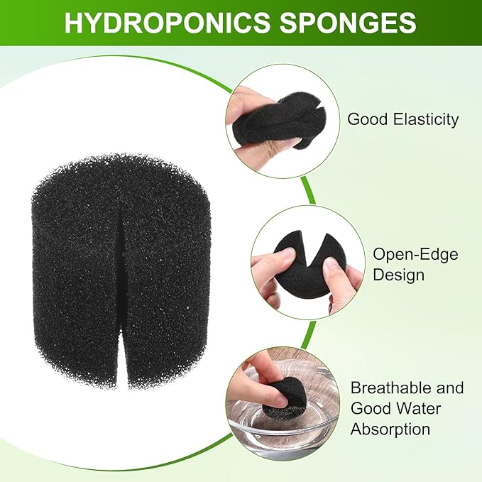 50-Pack Hydroponics Sponges, 1.26 Inch Growing Media Cylindrical Sponges for Planting Gardening Tool/Grow Seedlings/Home Vegetable Flower, Soilless Cultivation Seedling [Black]