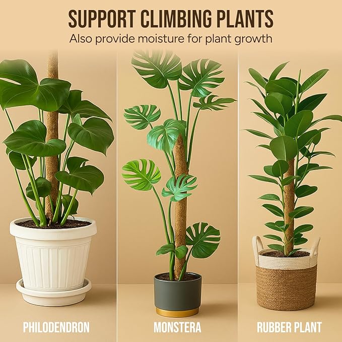 Craft911 Moss Pole Monstera Plant Support – 2 Pack 28” Bendable Moss Pole Monstera Plant Support, Plant Stakes for Indoor Plants, Tall Plant Sticks Support for Climbing Plants