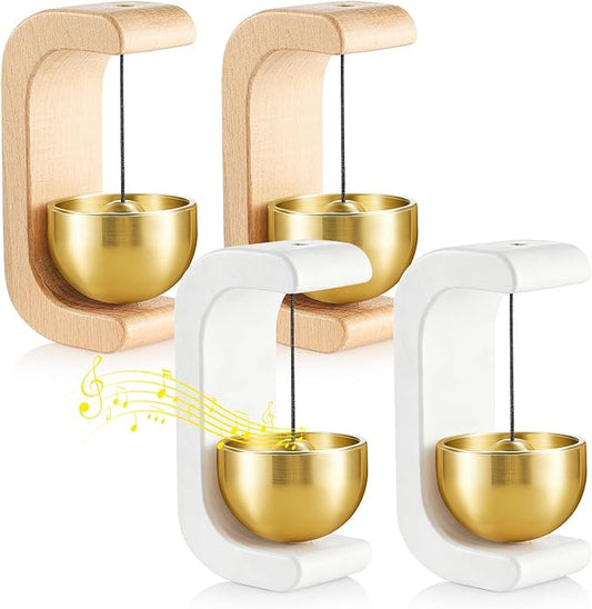 Zonon 4 Pcs Magnetic Wooden Wind Chime Doorbell Decoration Shopkeepers Bell for Door Opening C Shape for Housewarming Gift Refrigerator Room Garden Restaurant (Nature Beech and White)