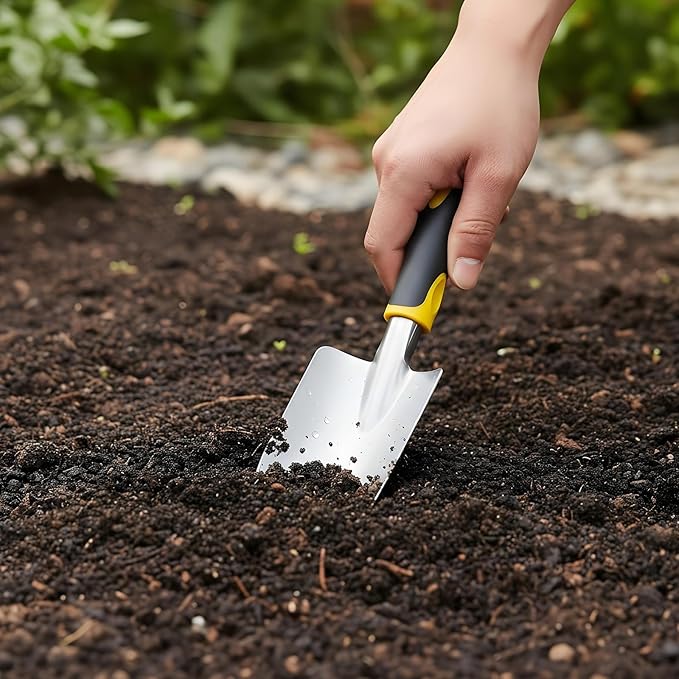 Product Image Garden Shovel Aluminum Alloy Heavy Duty Trowel Garden Tool Small Shovels for Digging Metal Hand Trowel Spade with Soft TPR Handle for Lawn Yard Farm Home Shop Planting(8 Pcs)