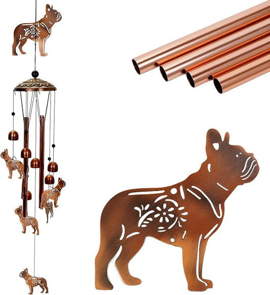 ArtCredit Copper Tone Animal Wind Chimes for Outdoors/Indoors - Dog Designs - Garden, Patio, Yard, Home Decor, for Women, Men, Mom, Birthday, Memorial, Housewarming (Dog)