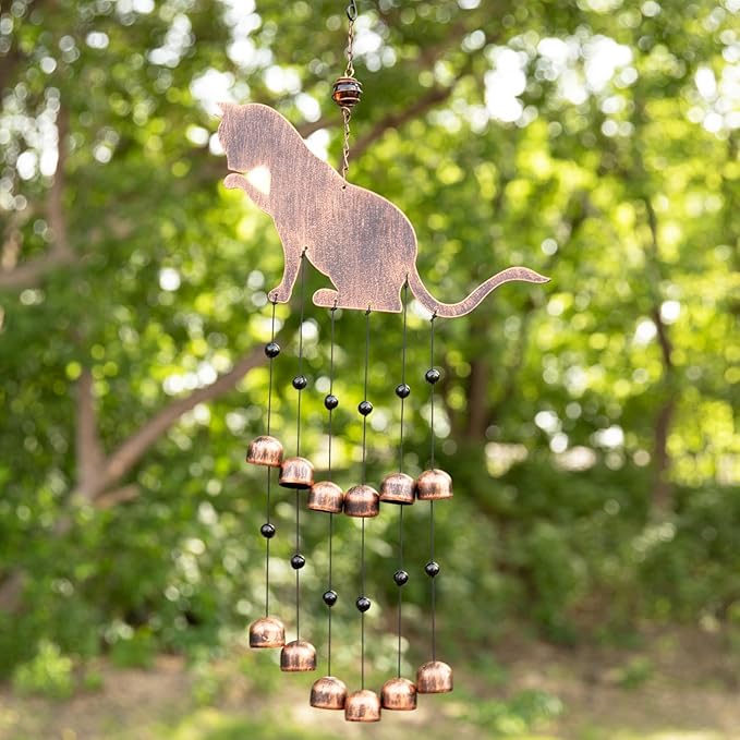 VP Home 25" H Fancy Cat Wind Chimes for Outside - Unique Memorial Windchime for Outdoor Decoration and Garden Decor - Chimes for Women, Mom, Grandma, Unisex