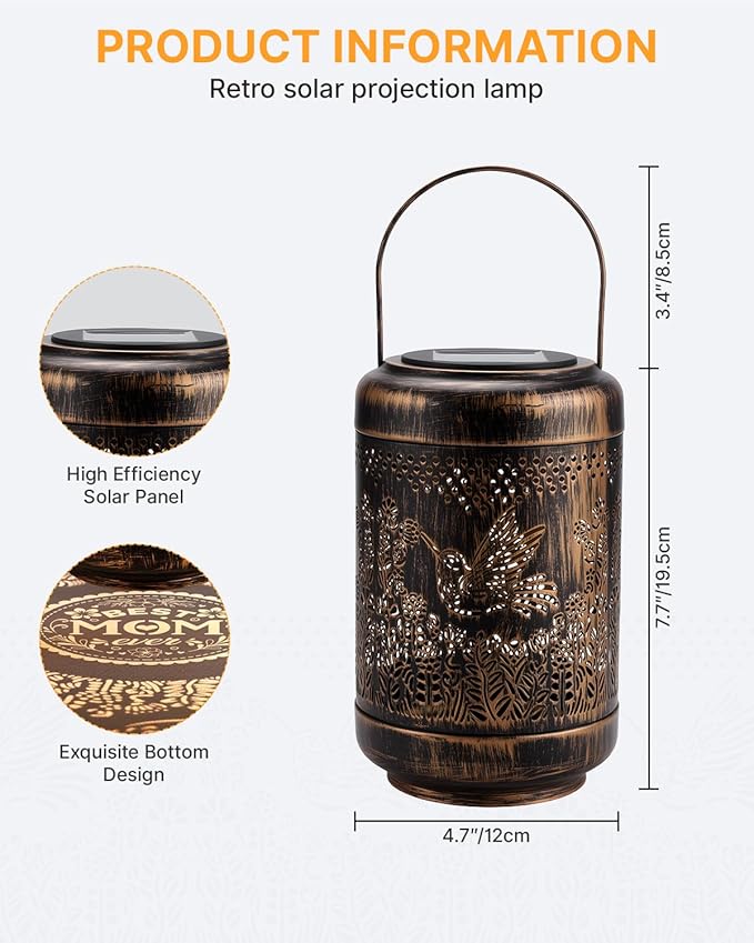 Gifts for Mom Christmas Solar Lanterns Outdoor Waterproof, Mom's Birthday Gifts Solar Lights Garden Decor, Birthday Gifts for Mom Hanging Light Yard Decoration Outdoor, Backyard, Patio, Porch