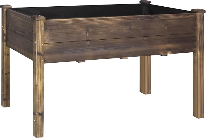 BlueWish Cedar Raised Garden Bed, 48" W x 24" D x 30" H Raised Garden Bed with Detachable Black Liner, 3 Drainage Holes, Planter Box for Outdoor, Patio, Backyard, Rustic