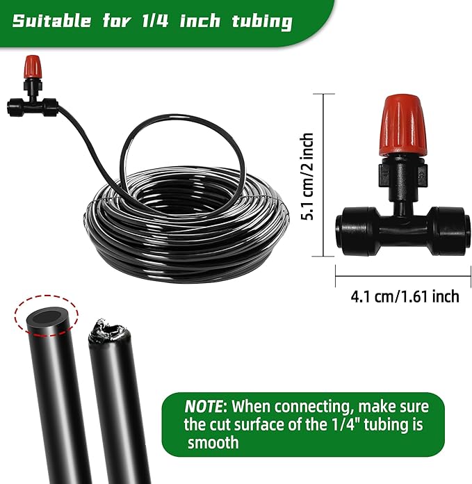 20PCS Push-to-Fit Drip Irrigation Micro Spray Emitters for 1/4 inch Irrigation Tubing, Three-Way Adjustable Atomizing Nozzle, Irrigation Dripper Sprinklers for Garden Greenhouse Agricultural