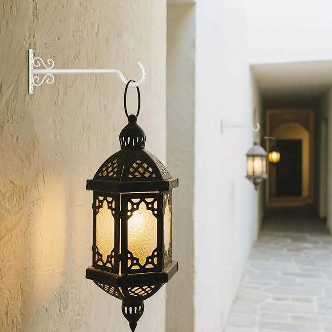 BOLITE Plant Hangers, 8 Inch Plant Hooks for Wall Indoor Outdoor, Metal Hooks for Hanging Hummingbird Feeders, Bird Feeders, Planters, Lanterns, Wind Chimes, 2 Pack, White, Gifts for Women Men