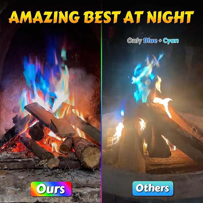HGD (6 Pack) Magic Campfire Fire Color Changing Packets for Fire Pit, Indoor/Outdoor Fireplace, Bonfire - Rainbow Magical Flame, Camping Accessory, Compatible with Wood