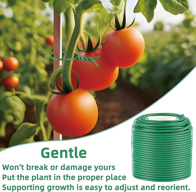 QenFree Soft Plant Ties, 164ft Garden Wire, 3.5mm Flexible Garden Ties for Climbing Plants, Tomato, Vines Plant, Flowers, Roses Plant Support