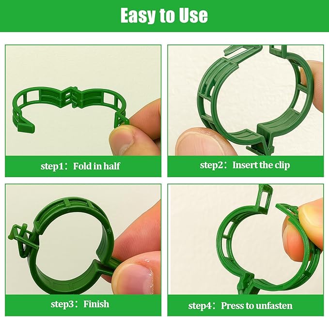 YFANITI 300 PCS Green Plant Fixing Clips,Plant Support Clips, Tomato Clips, Plastic Trellis Clips,Garden Clip for Fixing Stem and Vine