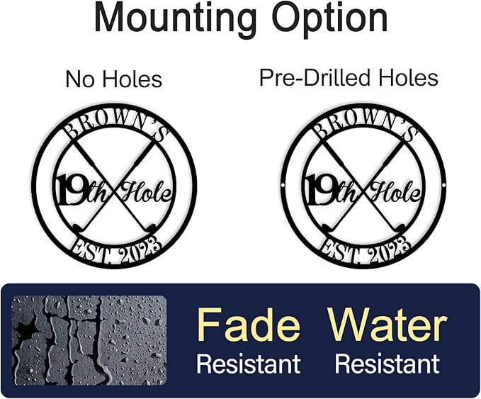 Personalized 19th Hole Metal Sign, Personalized Golf Sign, Golf Mancave Sign, Custom Golf Gifts for Men, Golfer Gifts, Boyfriend, Husband, Dad