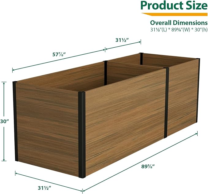 Modular Raised Garden Bed - Expandable Design with Composite Panels & Aluminum Frame - Perfect for Flowers, Vegetables, Herbs - Outdoor Planter Box for Patio, Balcony, Backyard (Brown)