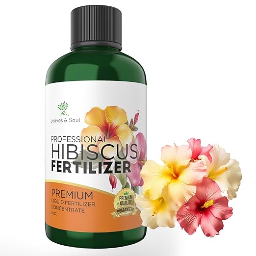 Leaves and Soul Hibiscus Professional Liquid Fertilizer - Complete 3-5-4 Nutrient Blend Concentrate for Enhanced Blooming & Growth - Perfect for Garden & Indoor Plants, New & Improved Blend - 8 oz