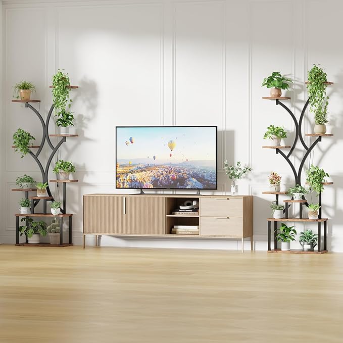 Plant Stand Indoor with Grow Lights, 9 Tiered Plant Shelf Indoor, 60" Corner Plant Stand for Indoor Plants Multiple, Metal Tall Plant Flower Holder, S-Shaped Plant Rack for Home, Patio,Living Room
