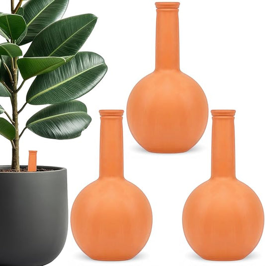 30 oz Terracotta Plant Watering Globes(3Packs), Self-Watering Clay Irrigation Device, Automatic Slow-Release Watering for Indoor & Outdoor Plants, Up to 2 Weeks, for Vacations & Large Potted Plants