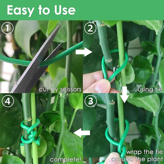 plantactic Soft Plant Tie Garden Plant Twist Tie TPR Plant Supply, for Supporting and Fixing Garden Planting Branches Vines, Stems, for Garden, Office, Home Organizing (164ft /3.5mm Diameter, Green)