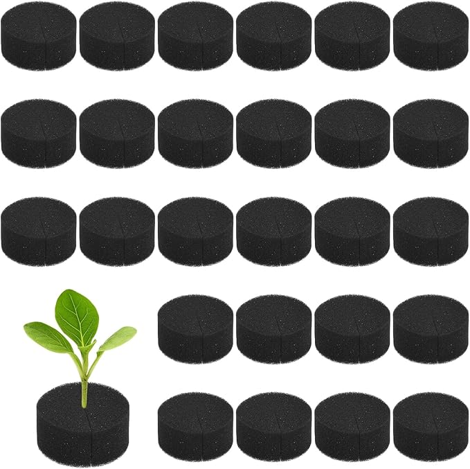 50-Pack Hydroponics Sponges, 2.36 Inch Growing Media Cylindrical Sponges for Planting Gardening Tool/Grow Seedlings/Home Vegetable Flower, Soilless Cultivation Seedling [Black]