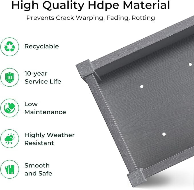 TT Nature HDPE Raised Garden Bed with Legs, Outdoor Elevated Planter Box for Vegetables, Herbs & Flowers, Weather-Resistant Raised Garden Beds for Patio, Balcony & Backyard Gardening