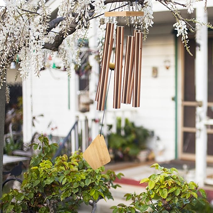 Howarmer Wind Chimes Outdoor Deep Tone, Wind Chime for Outside, Memorial WindChimes with Hook as Gifts for Mother's Day/Housewarming/Christmas, Patio, Garden, Yard, Home Décor, Copper
