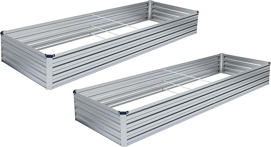 MGNO 2pcs 8x4x1FT Galvanized Raised Garden Bed-Outdoor Planter Box for Vegetables-Metal Garden Bed,Rectangle Planting Box for Herb,Flower