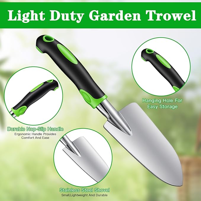 Product Image Garden Shovel Aluminum Alloy Heavy Duty Trowel Garden Tool Small Shovels for Digging Metal Hand Trowel Spade with Soft TPR Handle for Lawn Yard Farm Home Shop Planting(8 Pcs)
