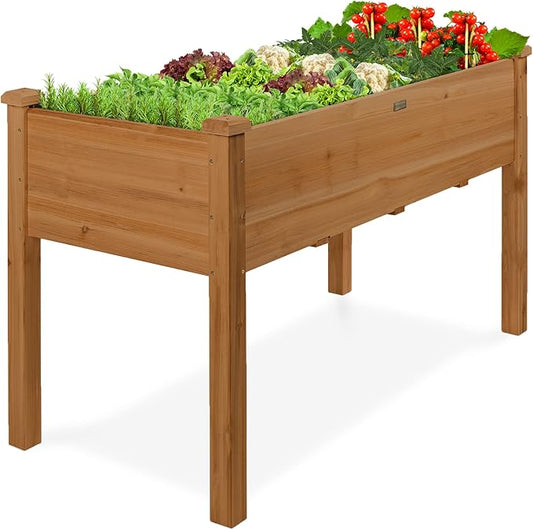 Best Choice Products 48 x 24 x 30 Inches Raised Garden Bed, Elevated Wood Planter Box Stand for Backyard, Patio, Balcony with Bed Liner, 200 Pound Capacity - Acorn Brown