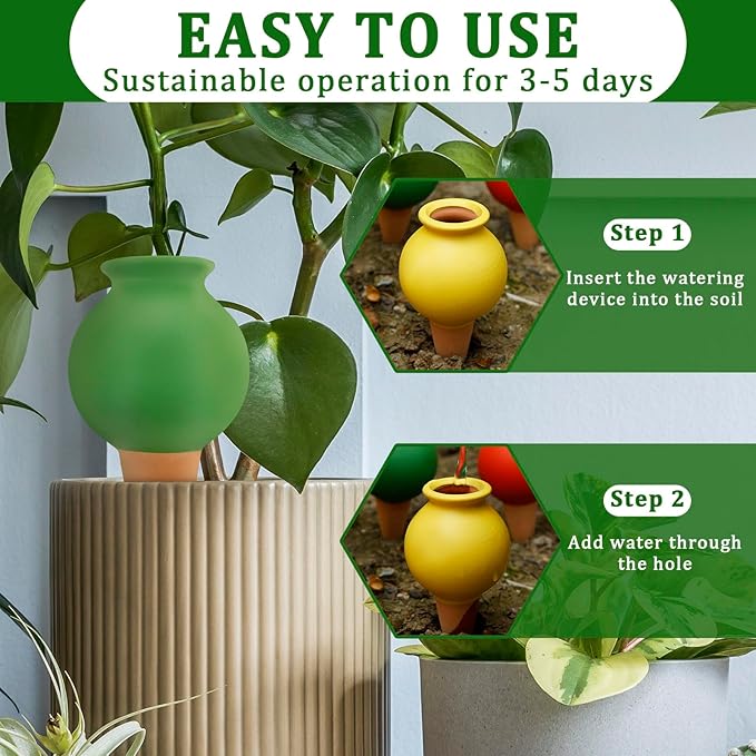 8PCS Terracotta Watering Spikes, Self Watering Planter Insert Irrigation Dripper, Automatic Watering Devices, Watering Globes for Indoor Outdoor Garden Office Potted